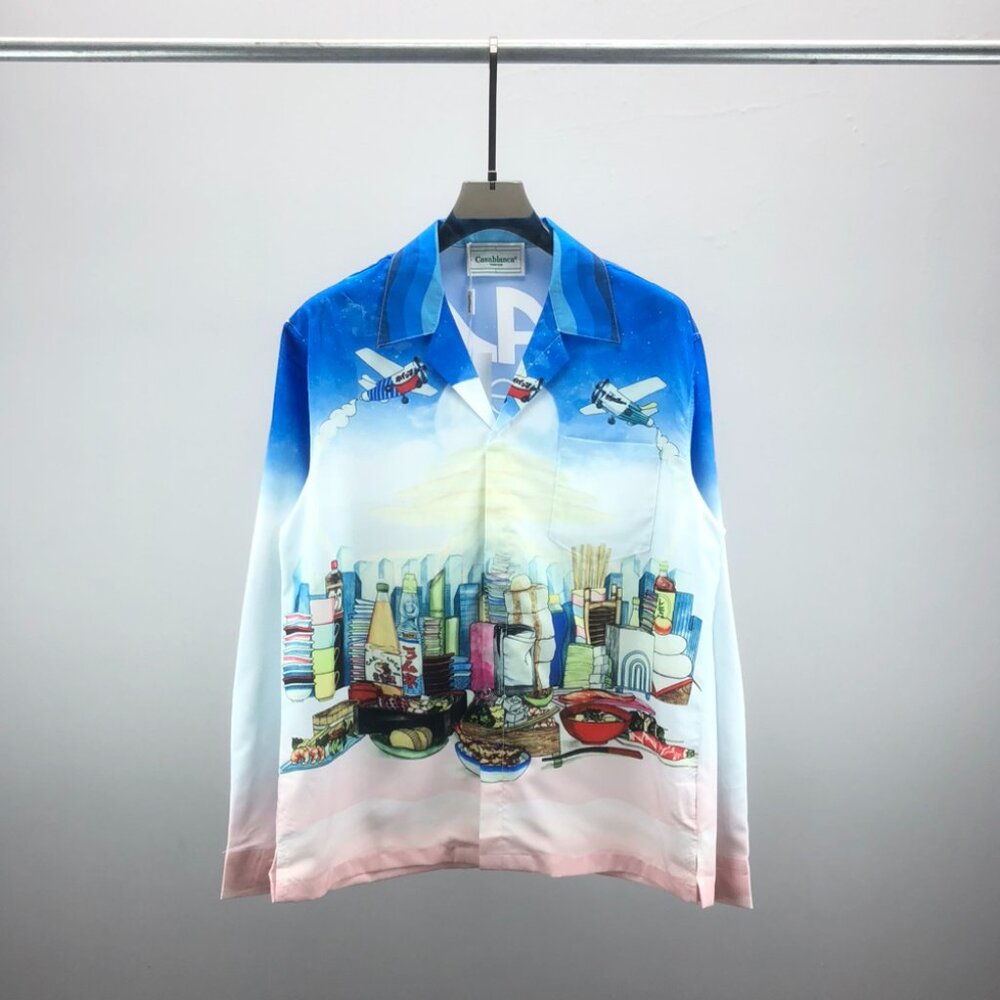 Casablanca Casa Cafe Long Sleeve Silk Shirt
